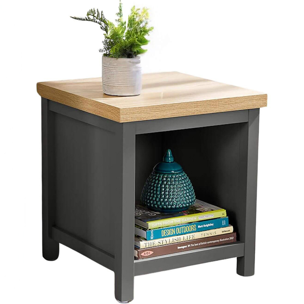 Home Source Avon Single Shelf Graphite Grey Lamp Side Table Image 2