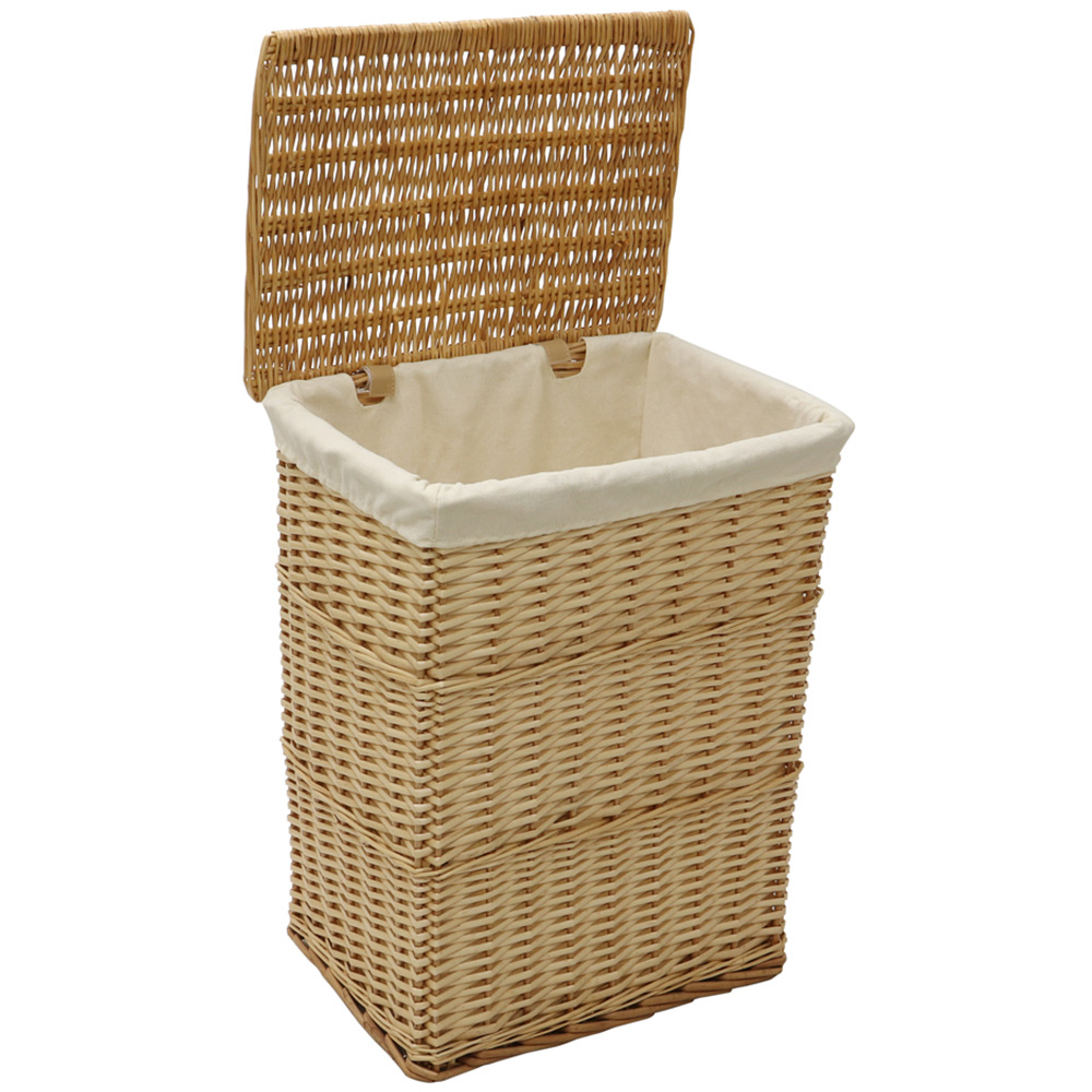 JVL Acacia Honey Rectangular Willow Laundry Baskets Set of 2 with 2 Waste Paper Baskets Image 5