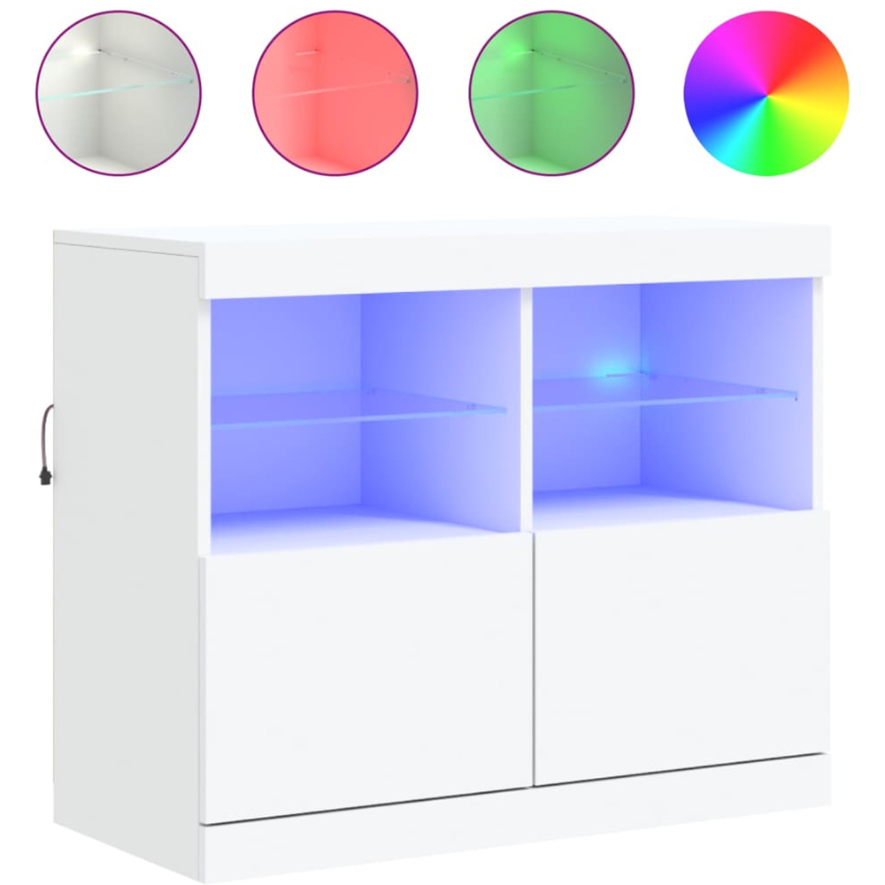 vidaXL 4 Door 4 Shelf White LED Sideboard Image 3
