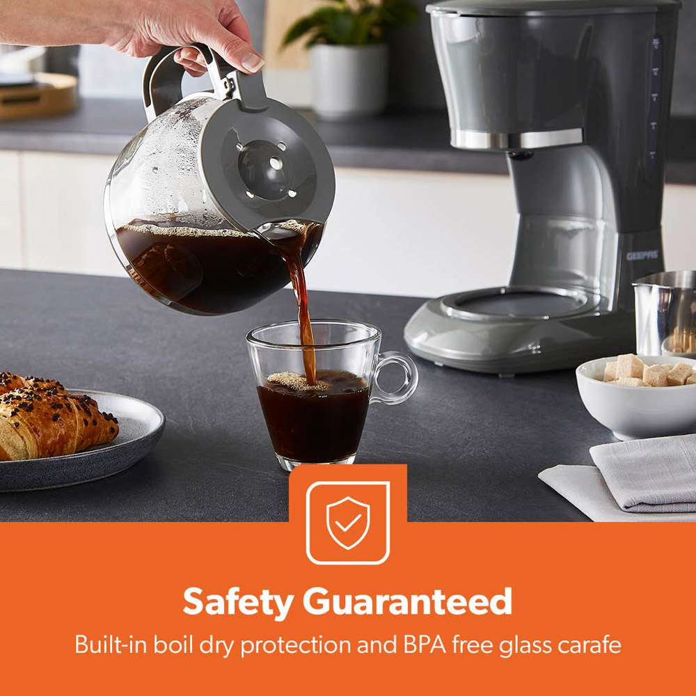 Geepas GCM41505UK-GR Grey Nylon Filter 1.5L Coffee Machine 800W Image 5