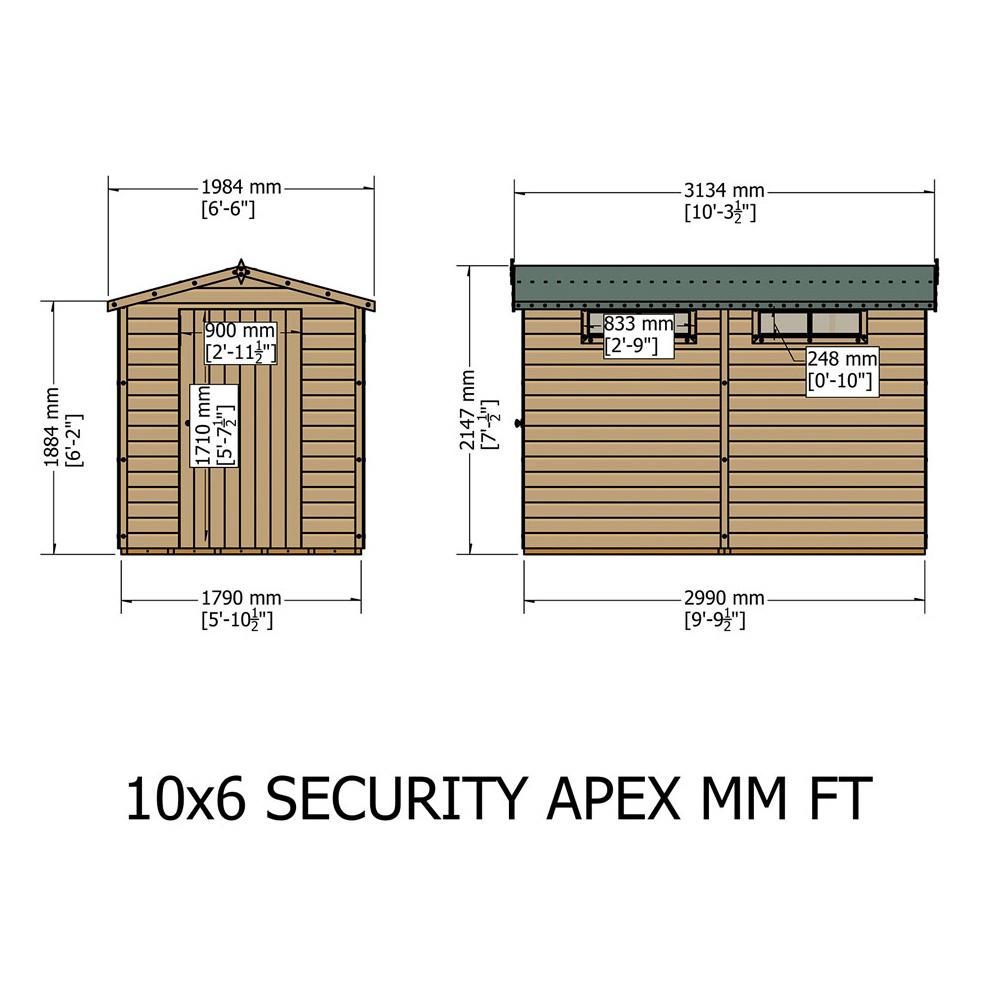 Shire 10 x 6ft Dip Treated Shiplap Apex Shed Image 3