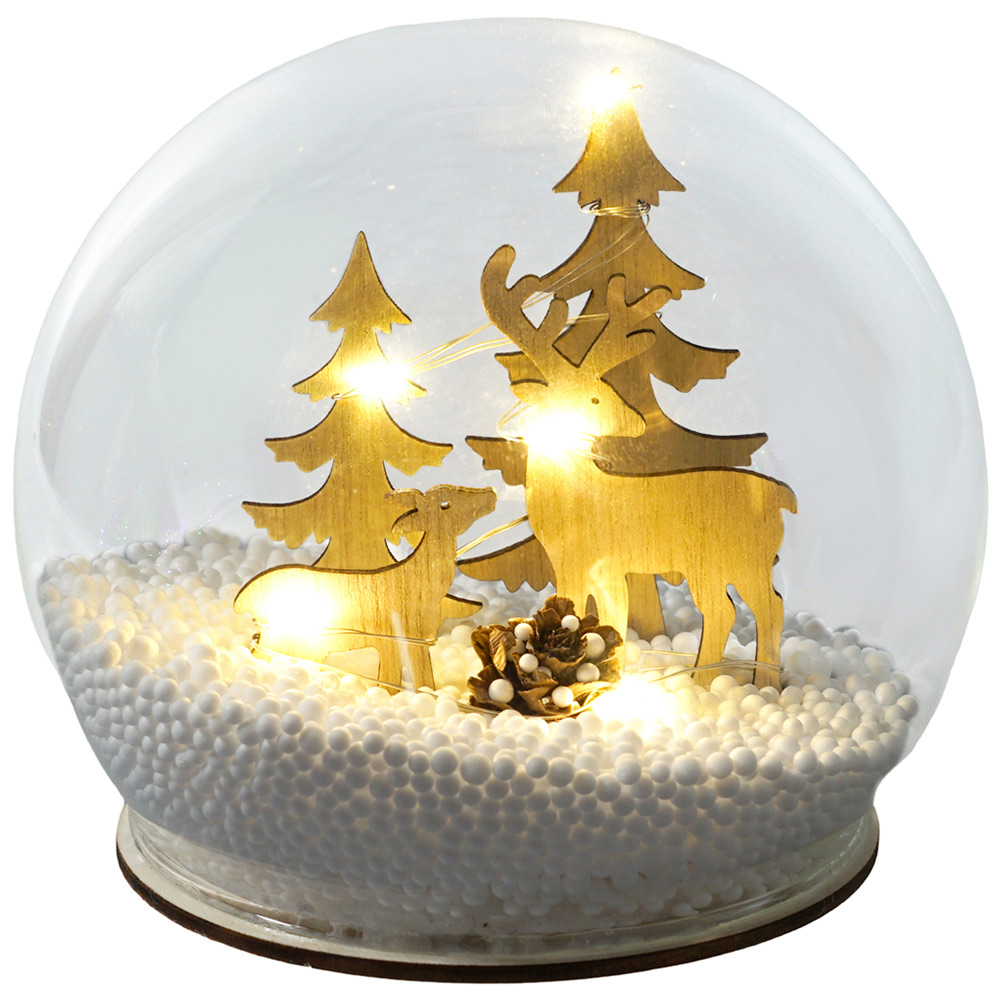 Xmas Haus Light Up Snow Globe with Reindeers Image 1