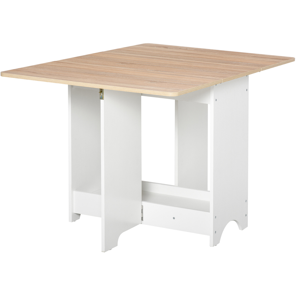 Portland Duo Drop Leaf Folding Dining Table White and Oak Image 2