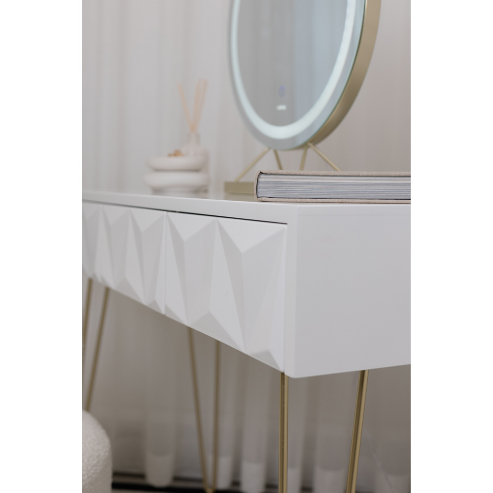 CARME Home Claudia White and Gold Dressing Table Image 4