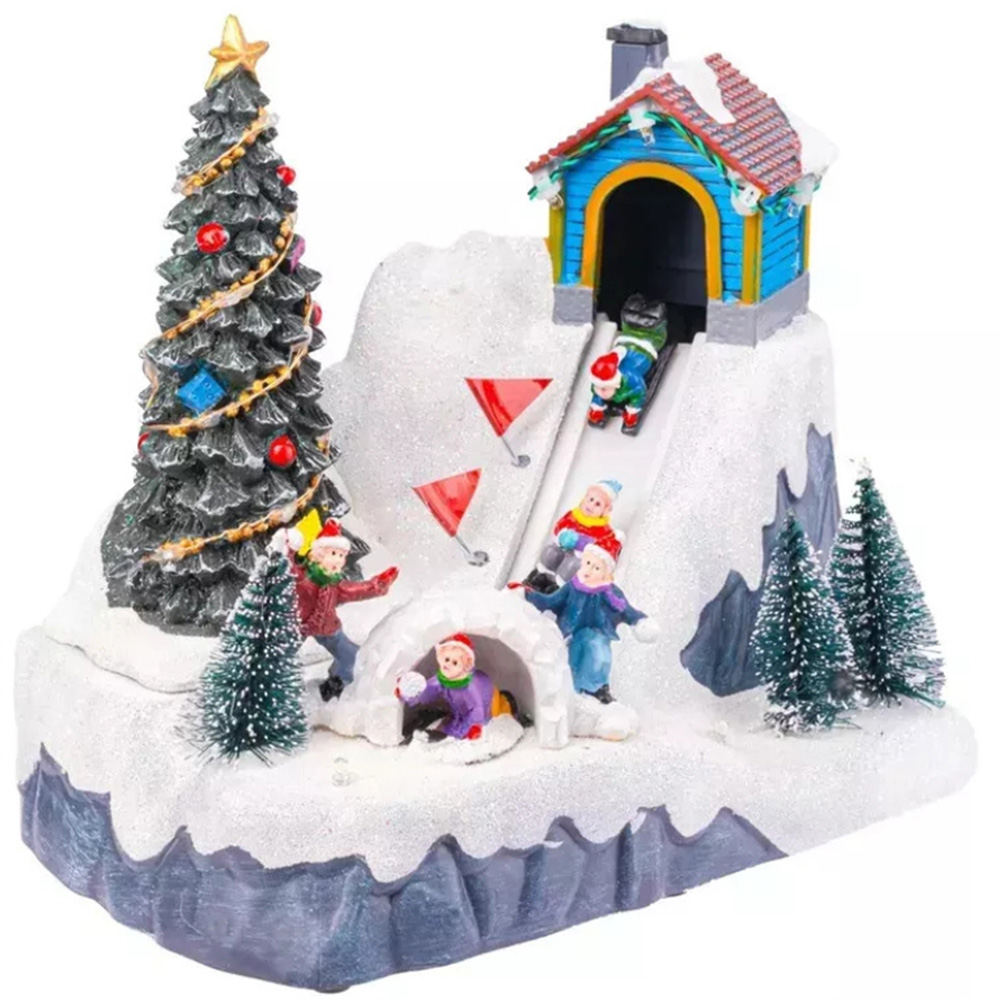 Marco Paul LED Ski Slope Christmas Village Scene Decoration Image 1