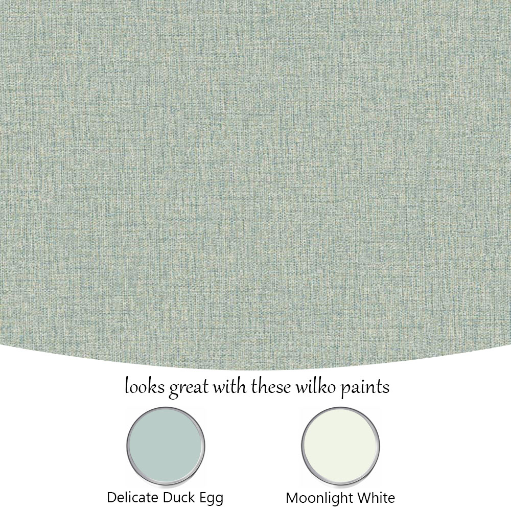 Grandeco Twill Plain Fabric Textured Green Wallpaper Image 4