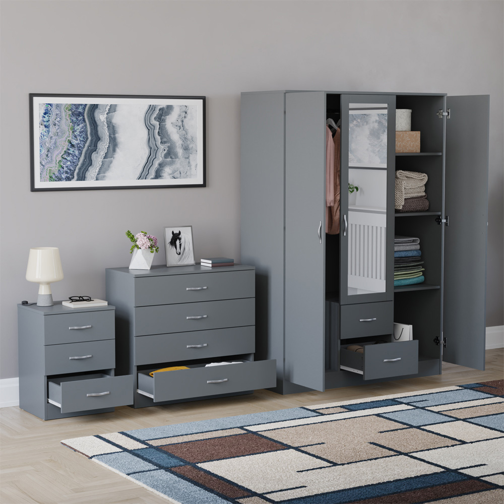 VIDA DESIGNS Riano Grey 3 Piece Bedroom Furniture Set Image 5