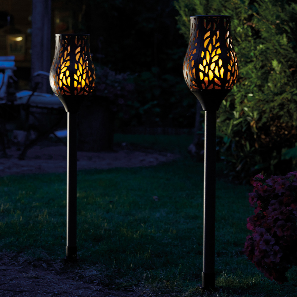 Luxform Battery Operated Metal Tulip Flame Candle Torch Image 2