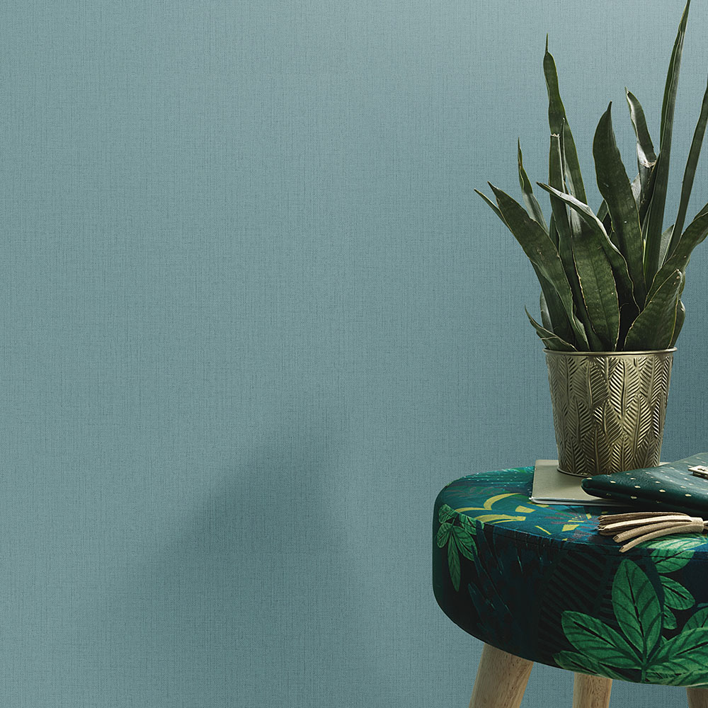 Erismann Elin Woven Modern Plain Petrol Wallpaper Image 4
