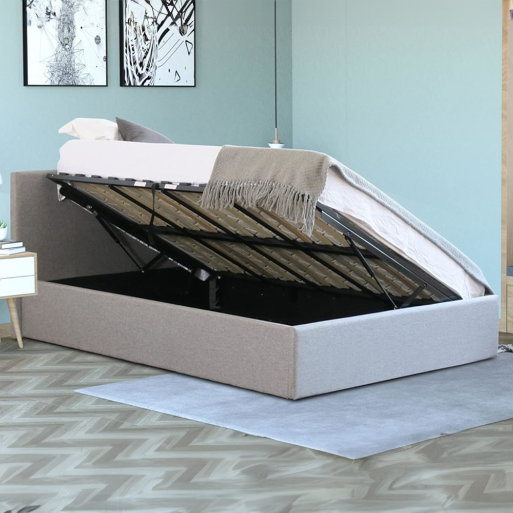 Home Treats Double Grey Ottoman Bed with Mattress Image 7