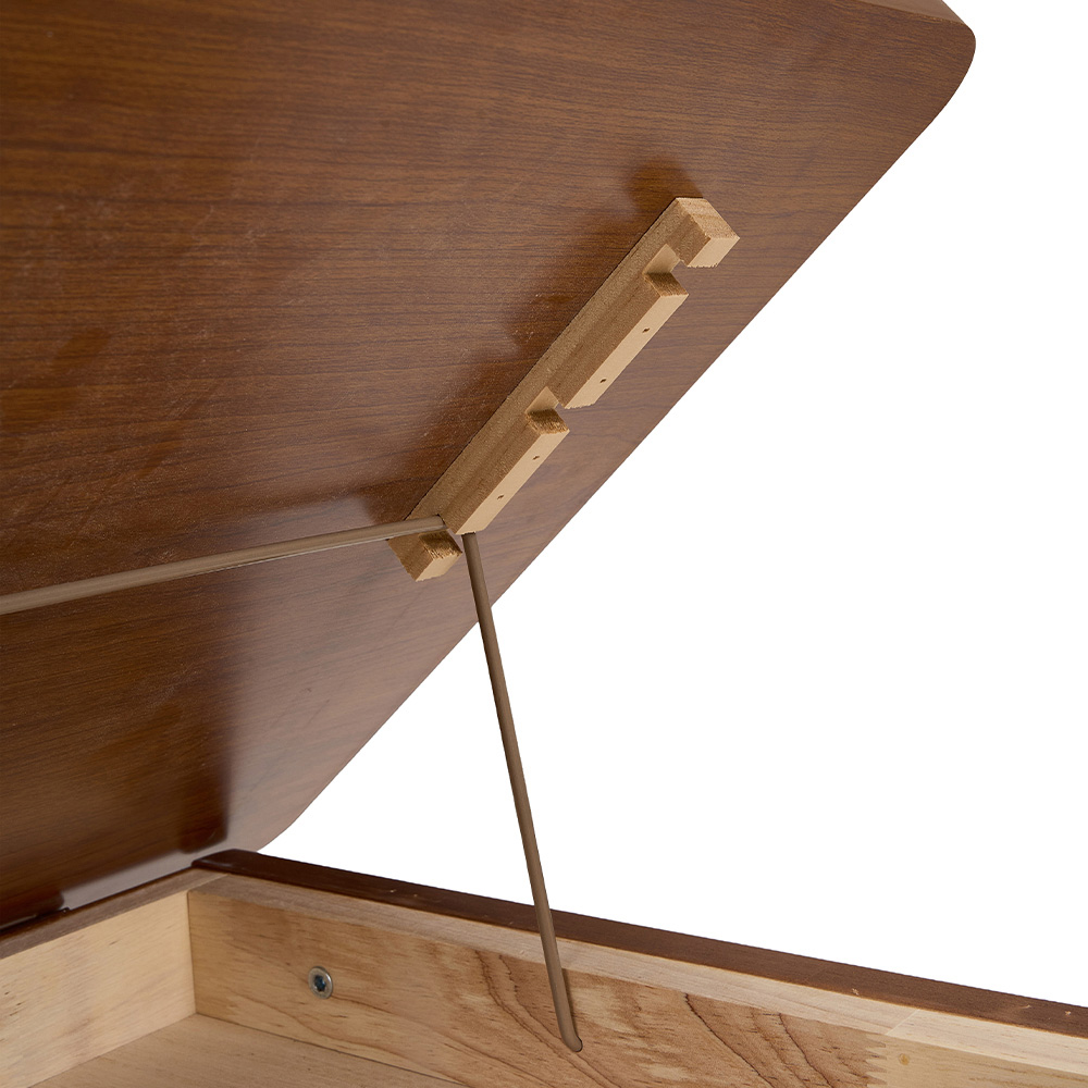 Living and Home Walnut C-Shaped Side Table with Flip-Top Storage and Wheels Image 7