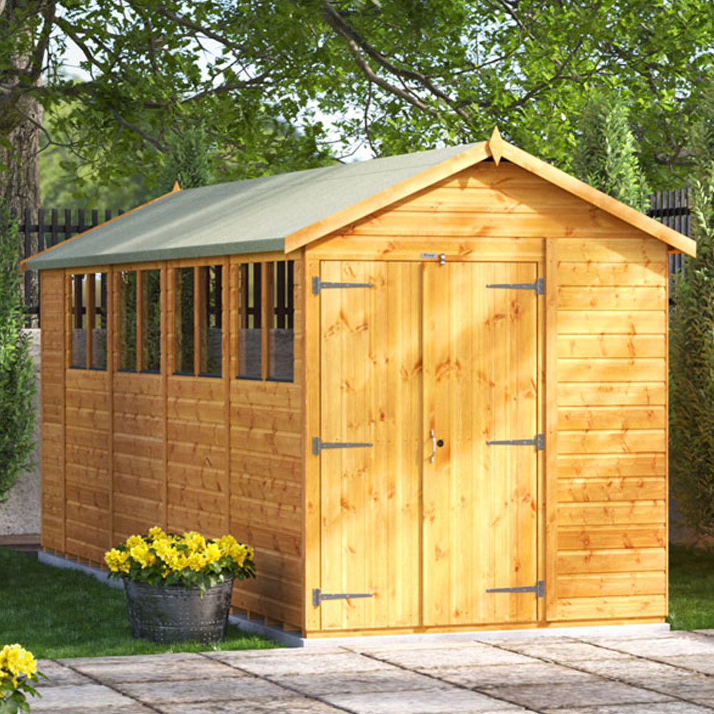 Power Sheds 18 x 6ft Double Door Apex Wooden Shed with Window Image 2