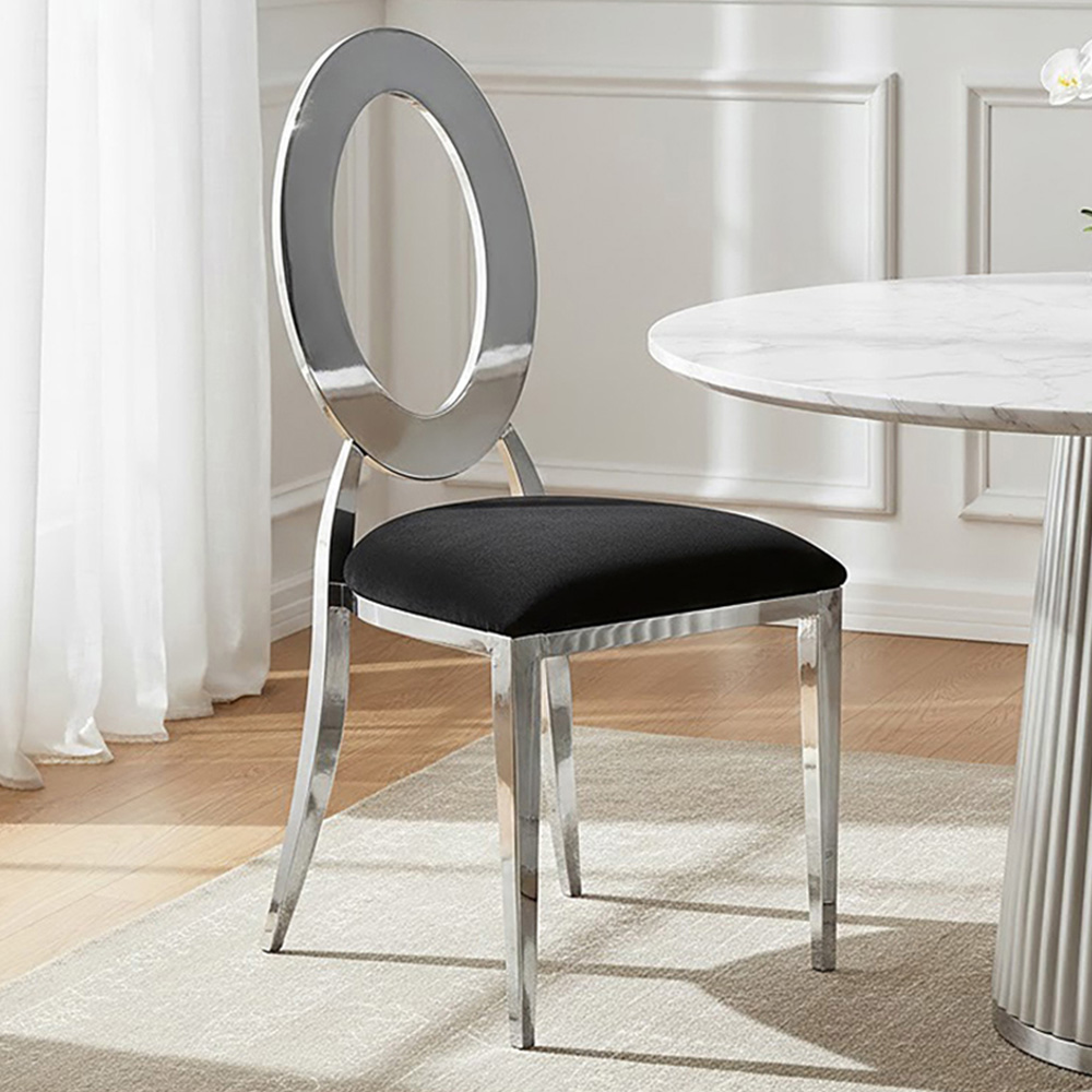 Premier Housewares Sarita Stackable Silver Frame Dining Chair Image 1
