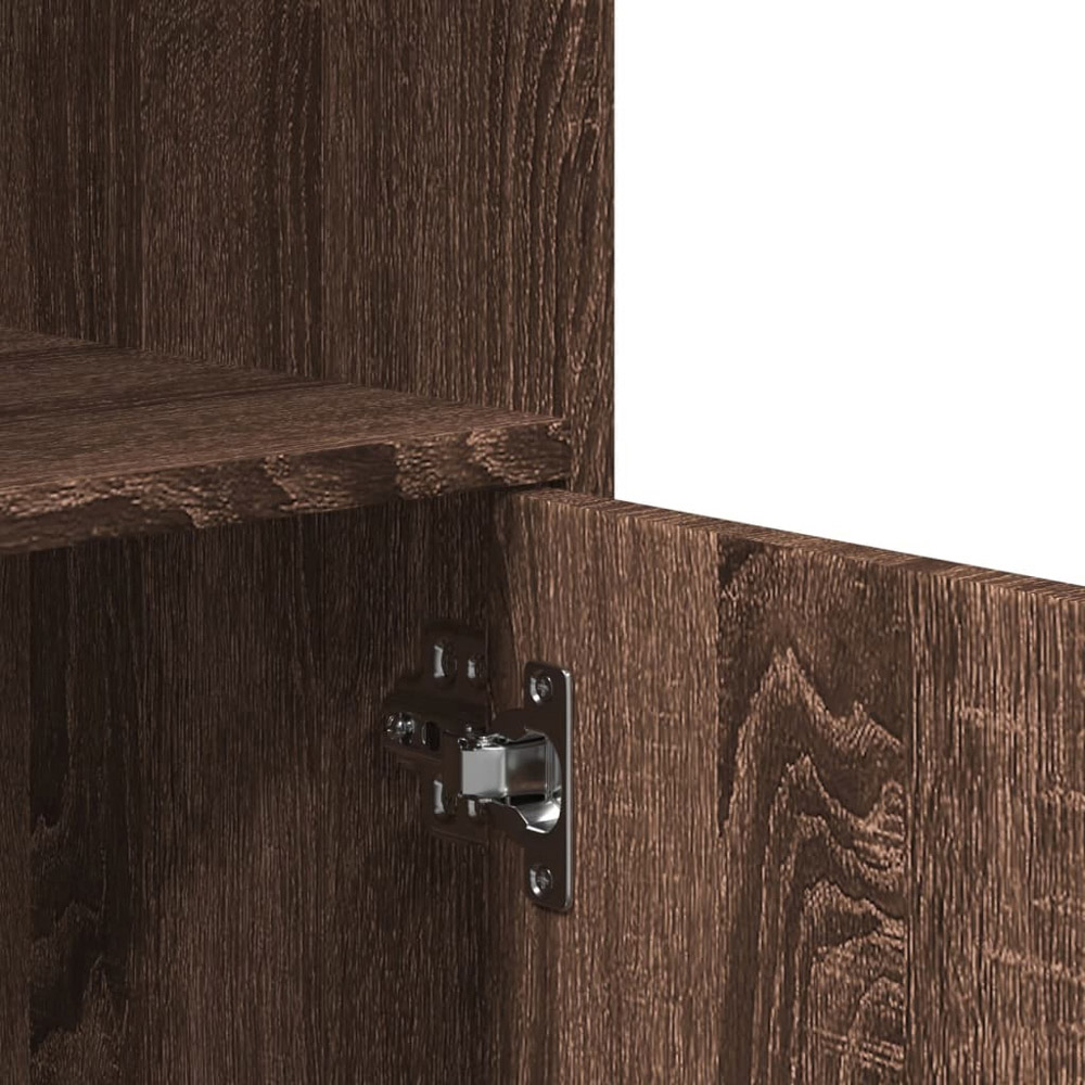 vidaXL 2 Door Single Shelf Brown Oak Rolling Cabinet Image 8