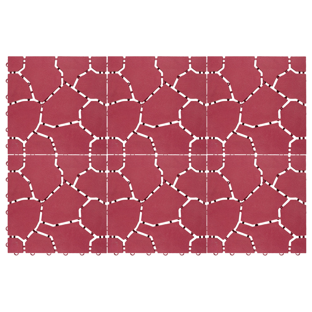 St Helens Red Plastic Patio Deck Tiles 28 x 28cm 6 Pack Image 1
