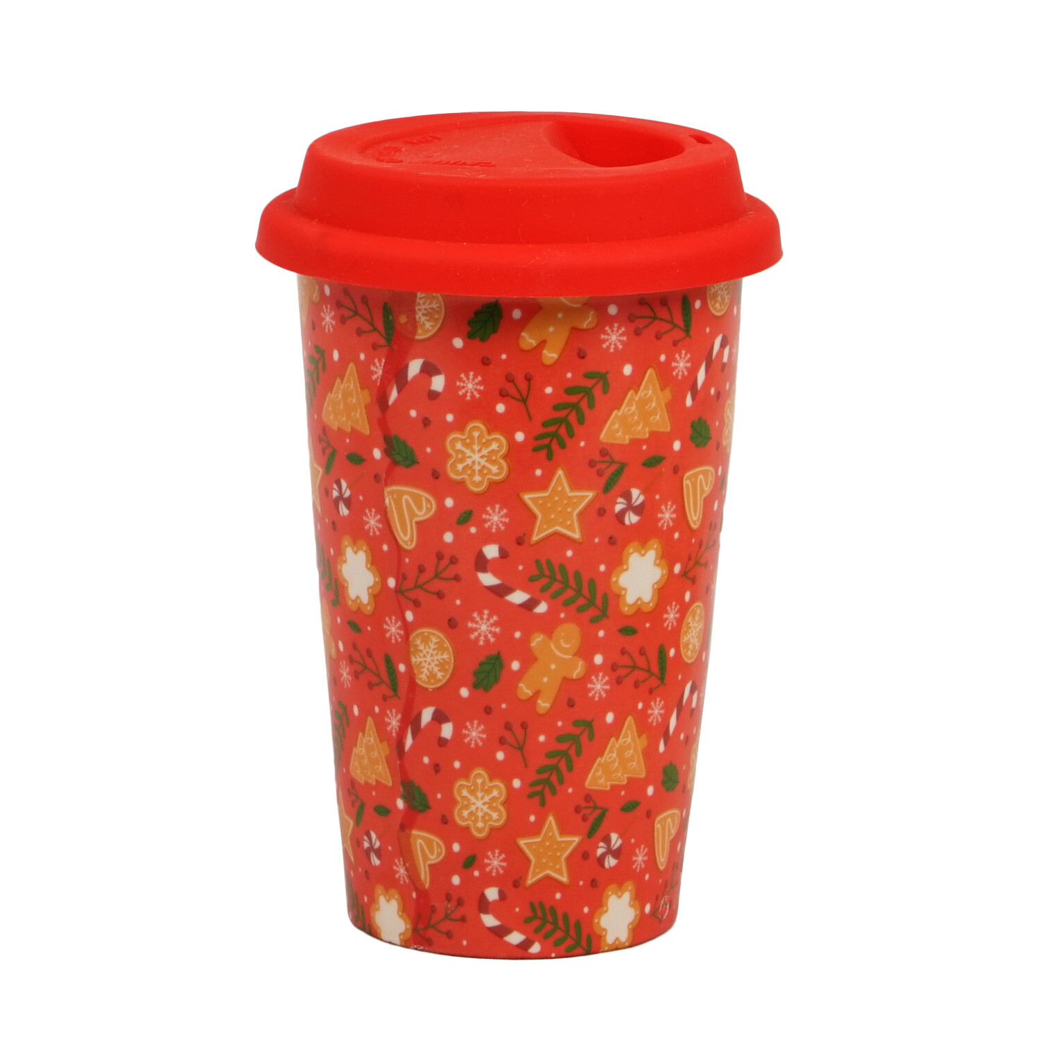 Christmas Ceramic Double Wall Travel Mug - Red Image