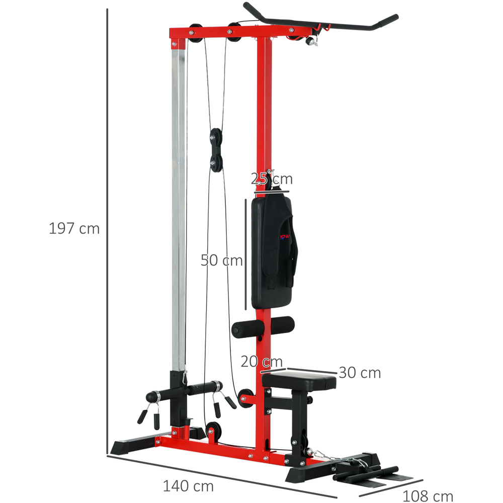 SPORTNOW Red and Black Pull Up Station with Adjustable Seat Image 7