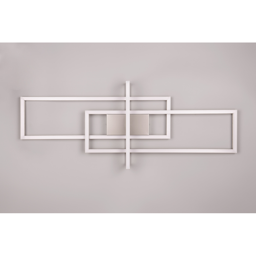 TRIO Salinas Matt Nickel Rectangular LED Ceiling Light Image 5