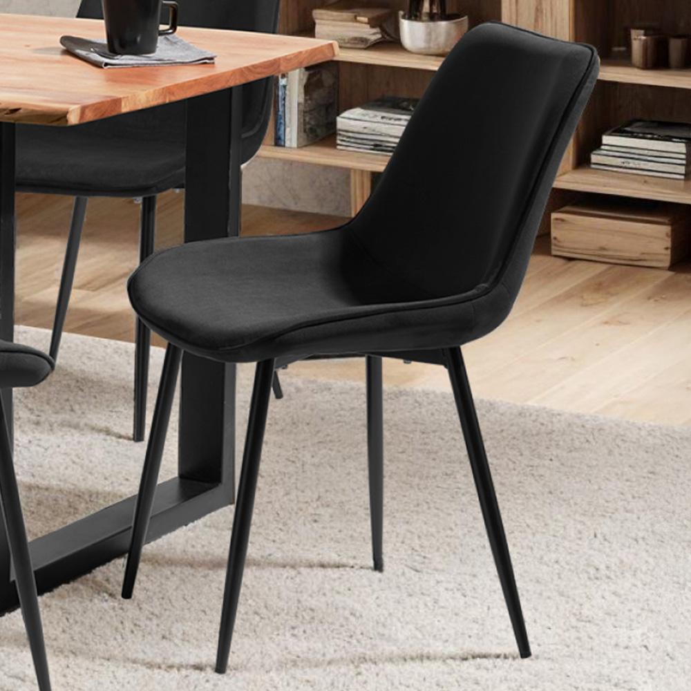 tectake Monroe Set of 4 Black Dining Chair Image 1