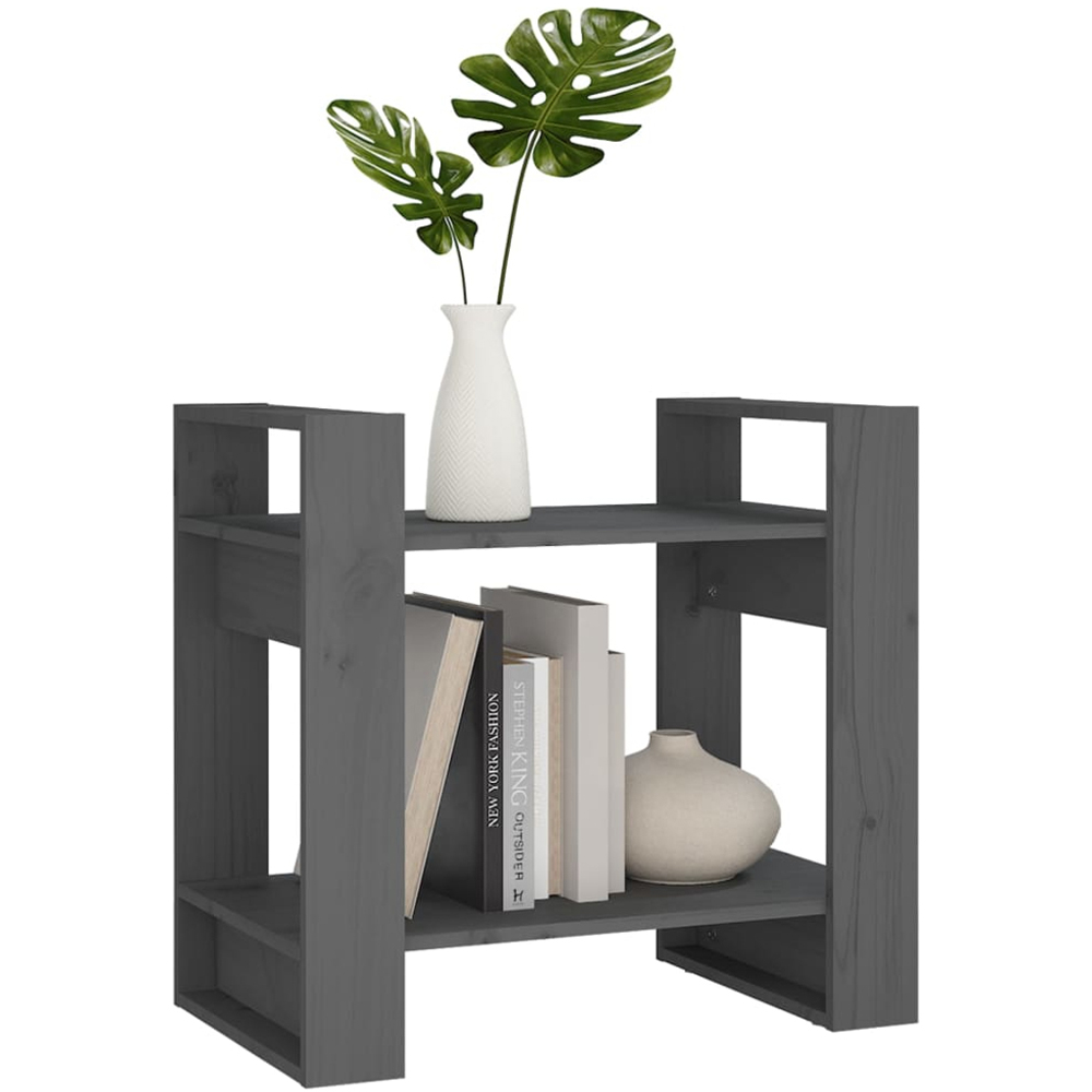 vidaXL 2 Shelf Grey Solid Pine Wood Bookcase Image 5