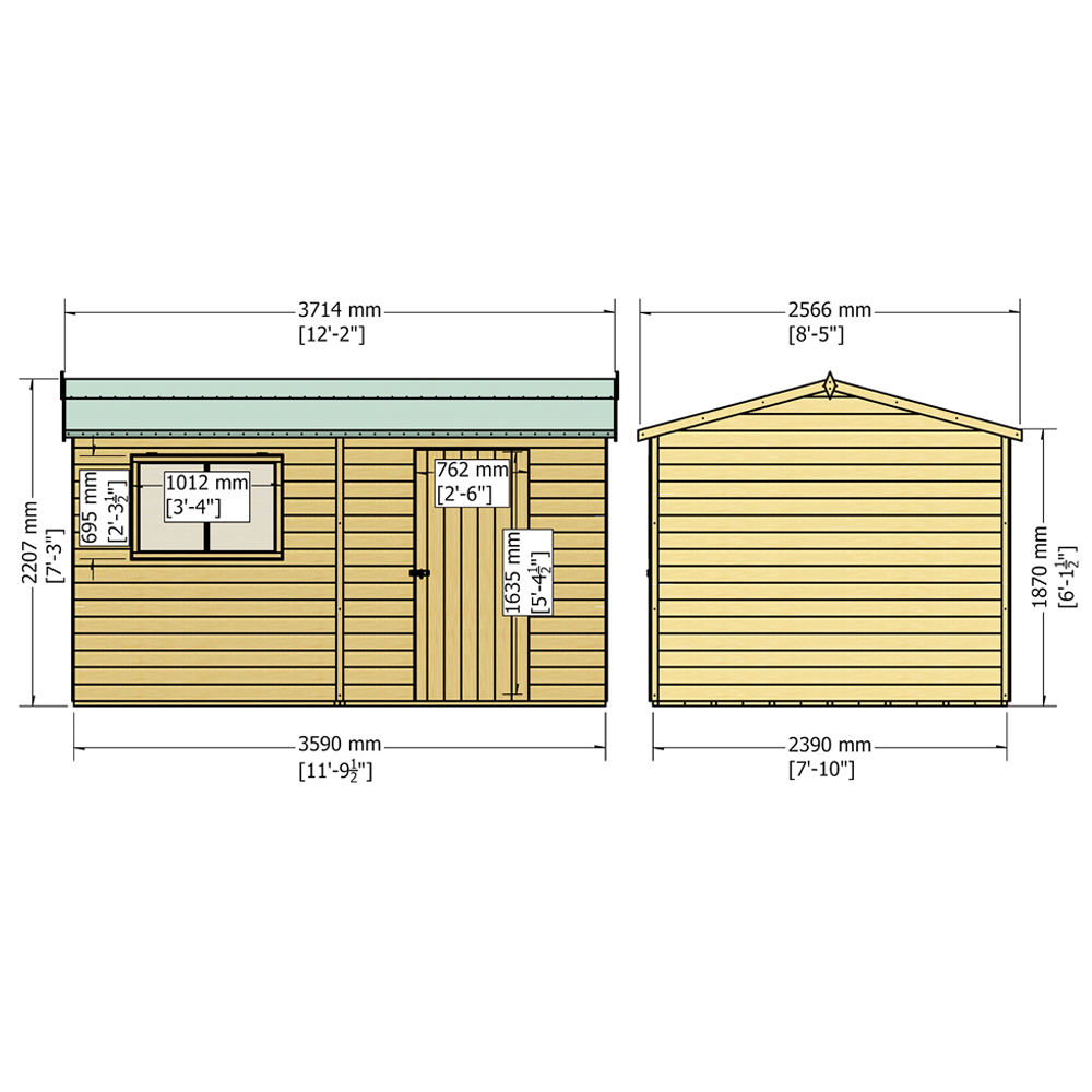 Shire Lewis 12 x 8ft Style D Reverse Apex Shed Image 4