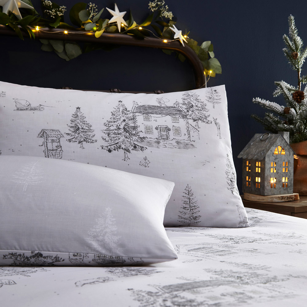 furn. Midwinter Single Snow Toile Duvet Cover Set Image 3
