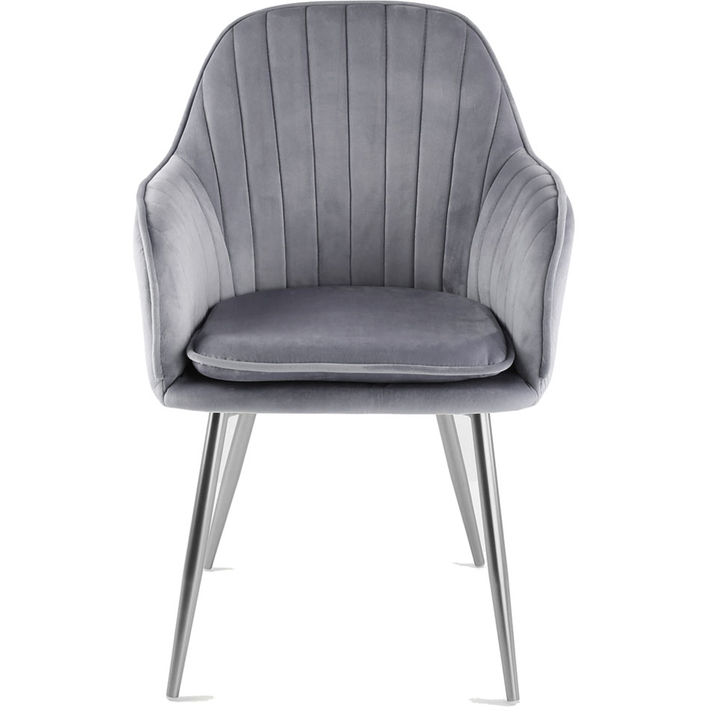 Muse Grey Velvet Accent Chair with Silver Legs Set of 2 Image 3