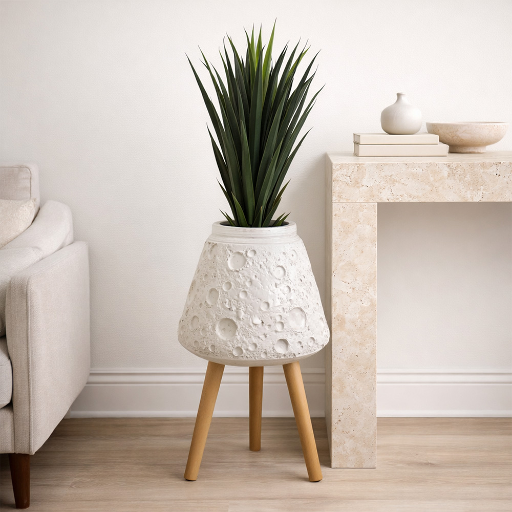 Leaf Moon White Planter with Stand Image 2
