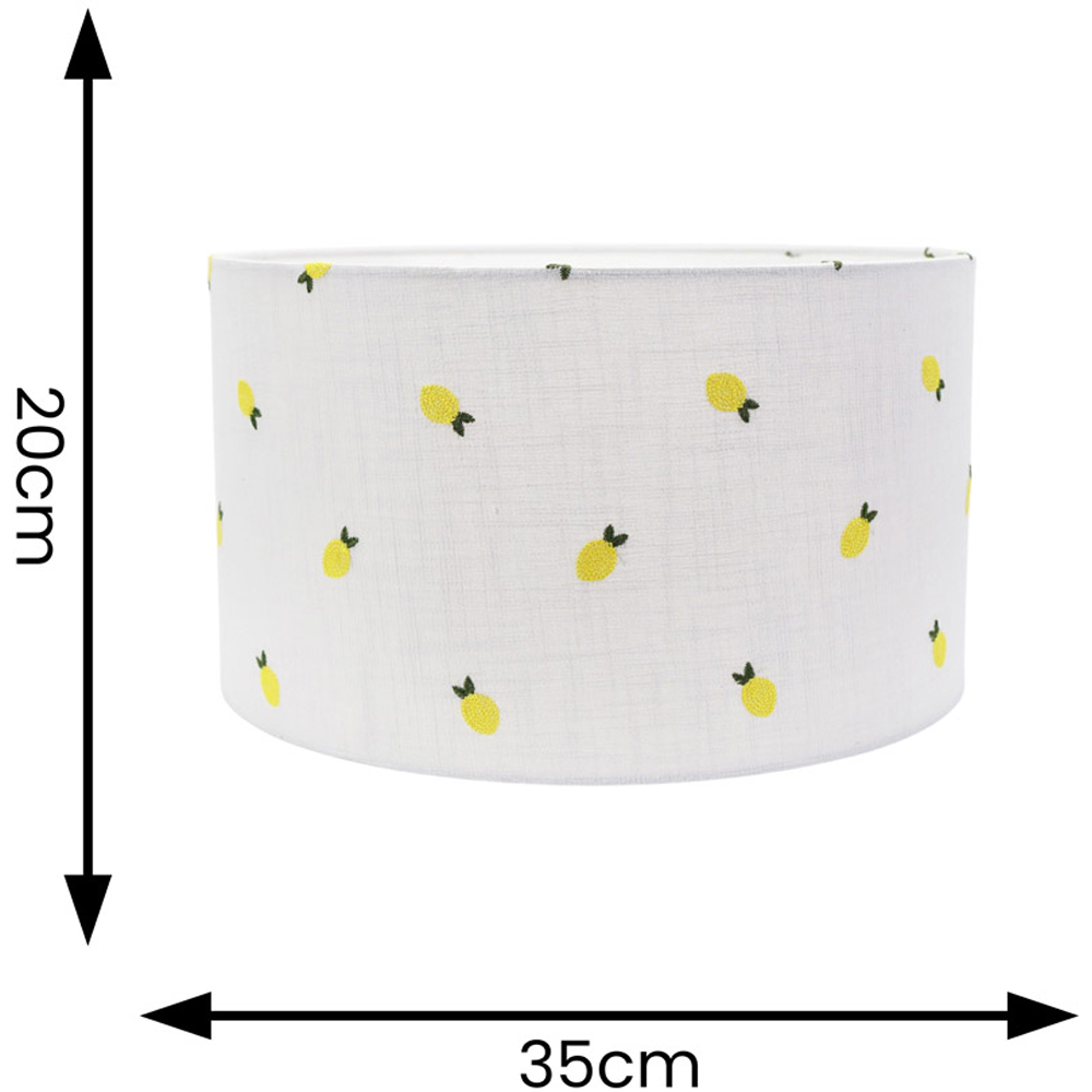 ValueLights Brae Natural White Lemon Embroidered Medium Drum Lamp Shade Image 4