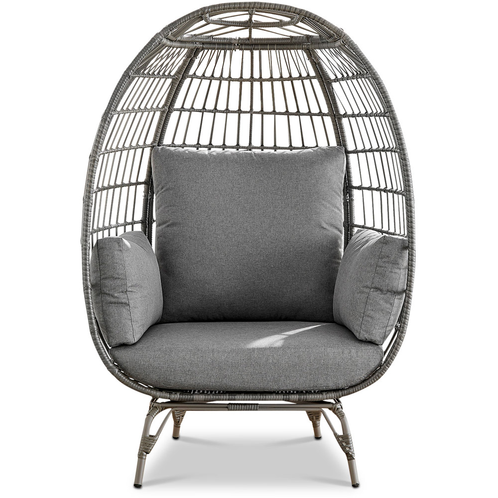 Furniturebox Veza Grey PE Resin Rattan Egg Chair with Cushions Image 3