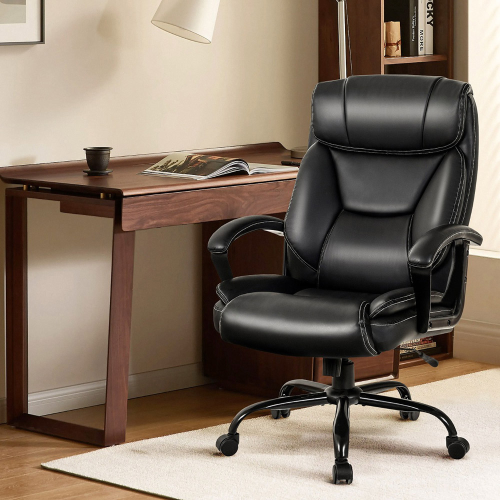 Costway Black PU Leather Executive Office Chair Image 3