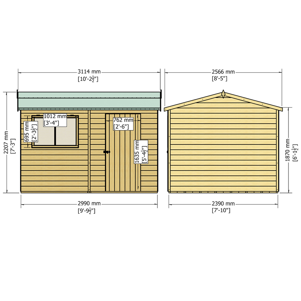 Shire Lewis 10 x 8ft Style D Reverse Apex Shed Image 4