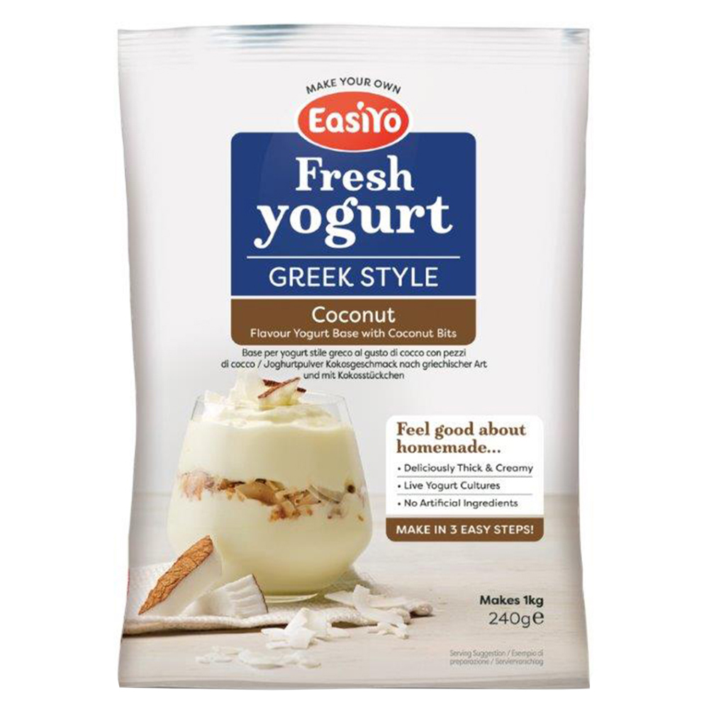 EasiYo Greek Style Coconut Flavour Yoghurt Base with Coconut Bits 240g Image 1