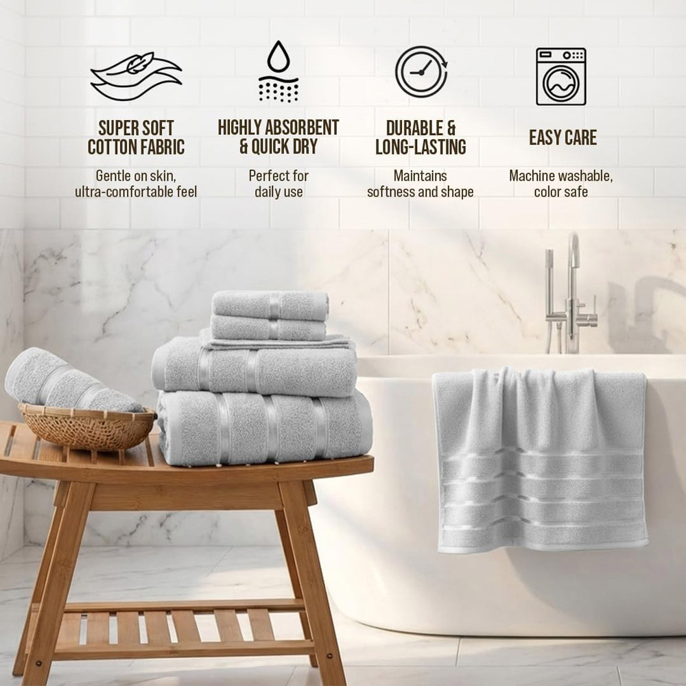 Smart Living Boston 8 Piece Silver Towel Bale Set Image 5