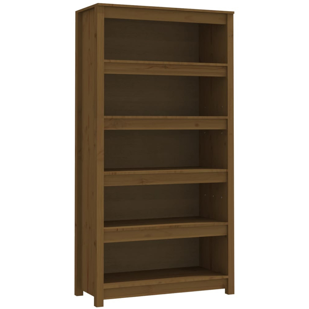 vidaXL 5 Shelf Honey Brown Solid Pine Wood Bookcase Image 2