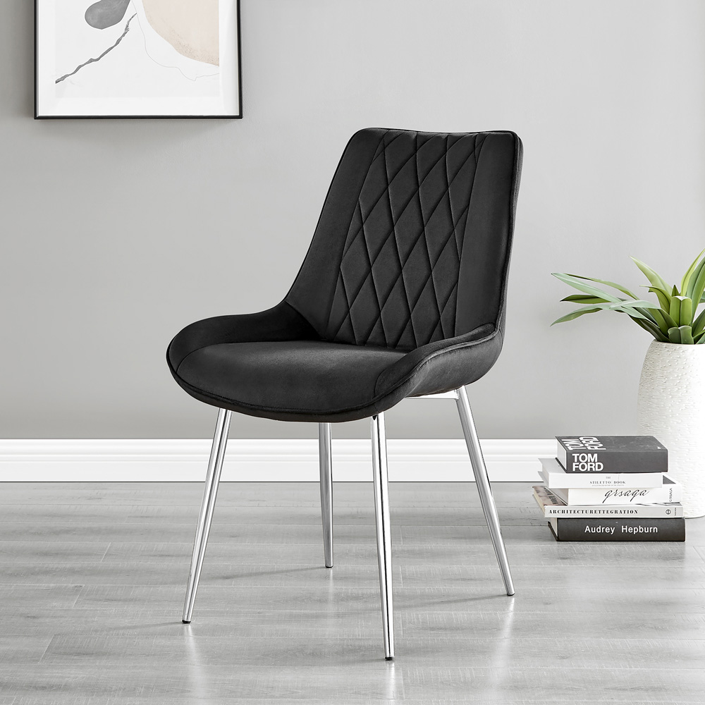 Furniturebox Copeland Cesano Marble Effect 2 Seater Dining Set White Black and Chrome Image 3