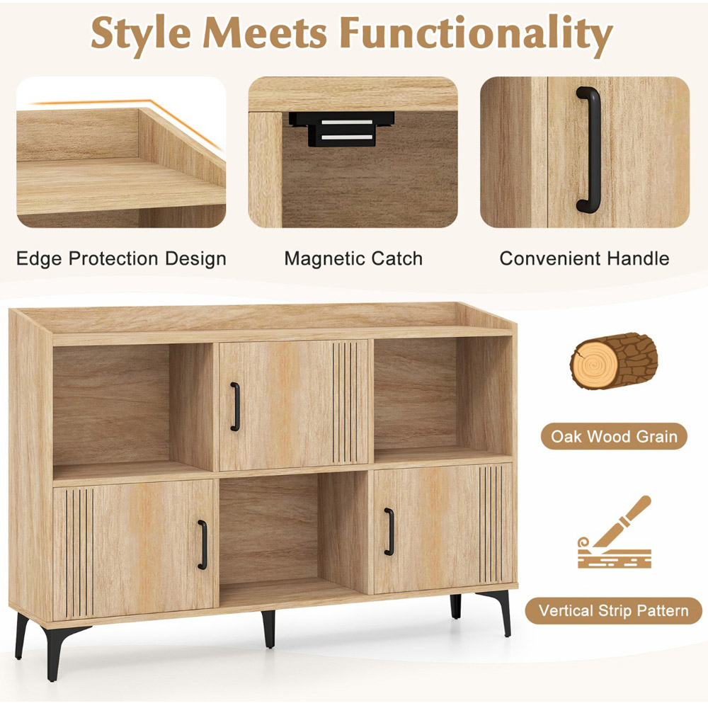Costway 3 Door 3 Shelf Oak Storage Cabinet Image 6