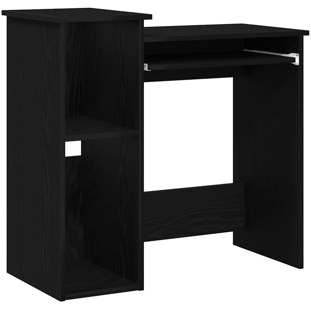 vidaXL 2 Shelf Computer Desk with Keyboard Tray Black Image 2