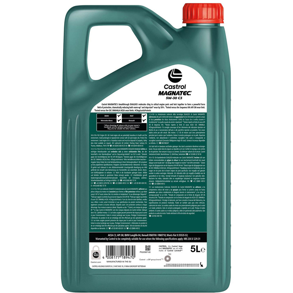 Castrol Magnatec 5W-30 C3 Car Engine Oil with Dualock Technology 5L Image 3