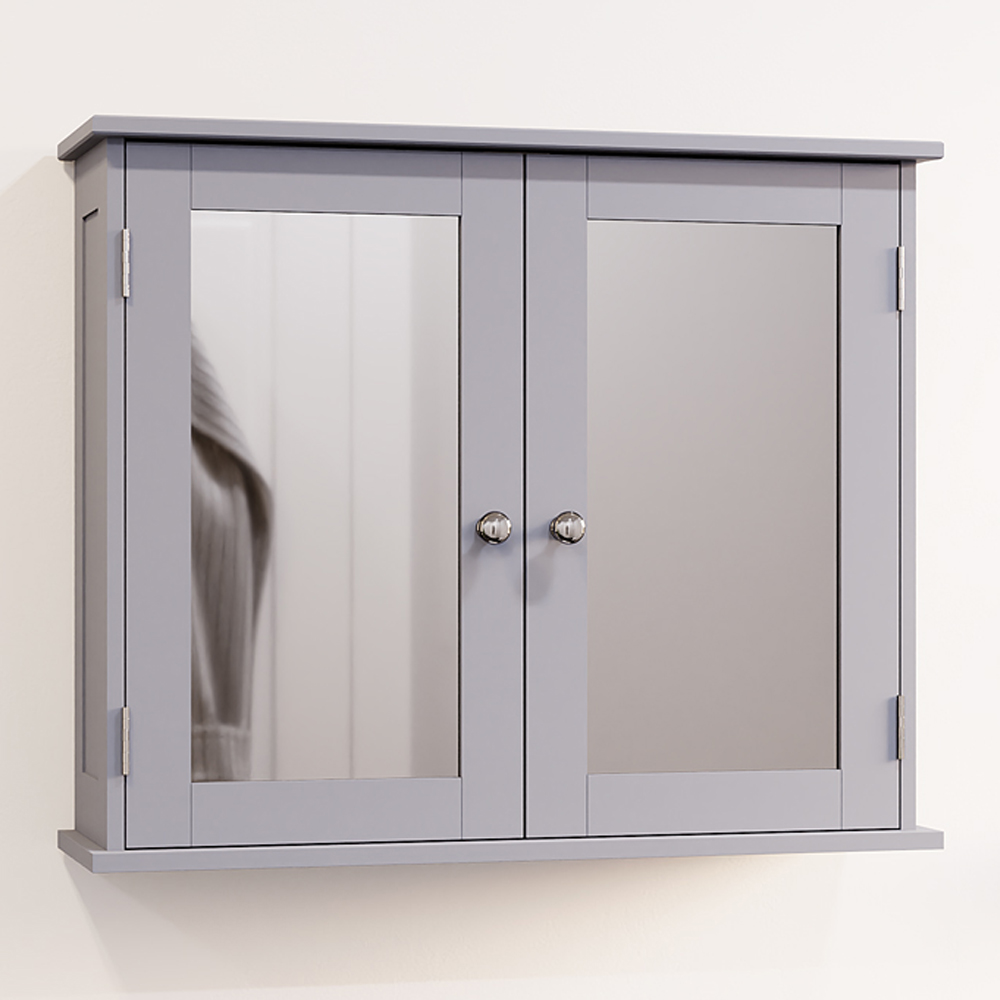 Bath Vida Priano 2 Mirrored Door Grey Wall Mounted Bathroom Cabinet Image 1