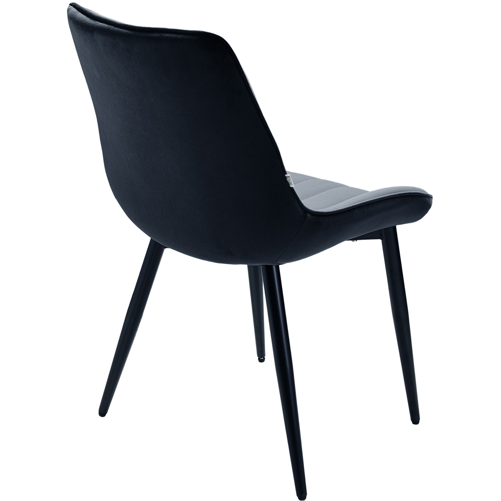 Living and Home Set of 4 Black Velvet Dining Chairs Image 5