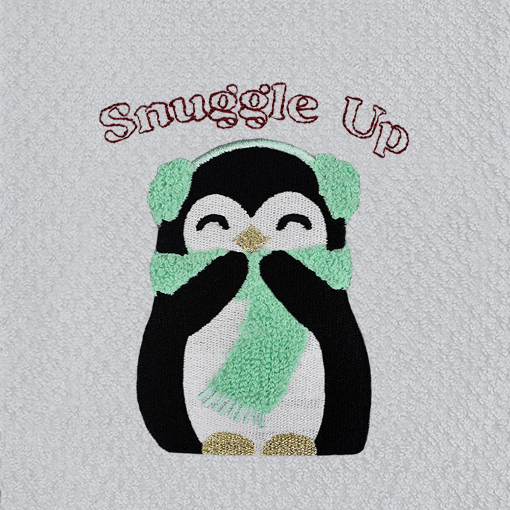 Noel Square Penguins Snuggle White Tea Towel 3 Pack Image 4