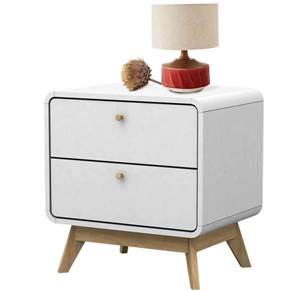 Loft24 Cassie 2 Drawer White Nightstand Image 4