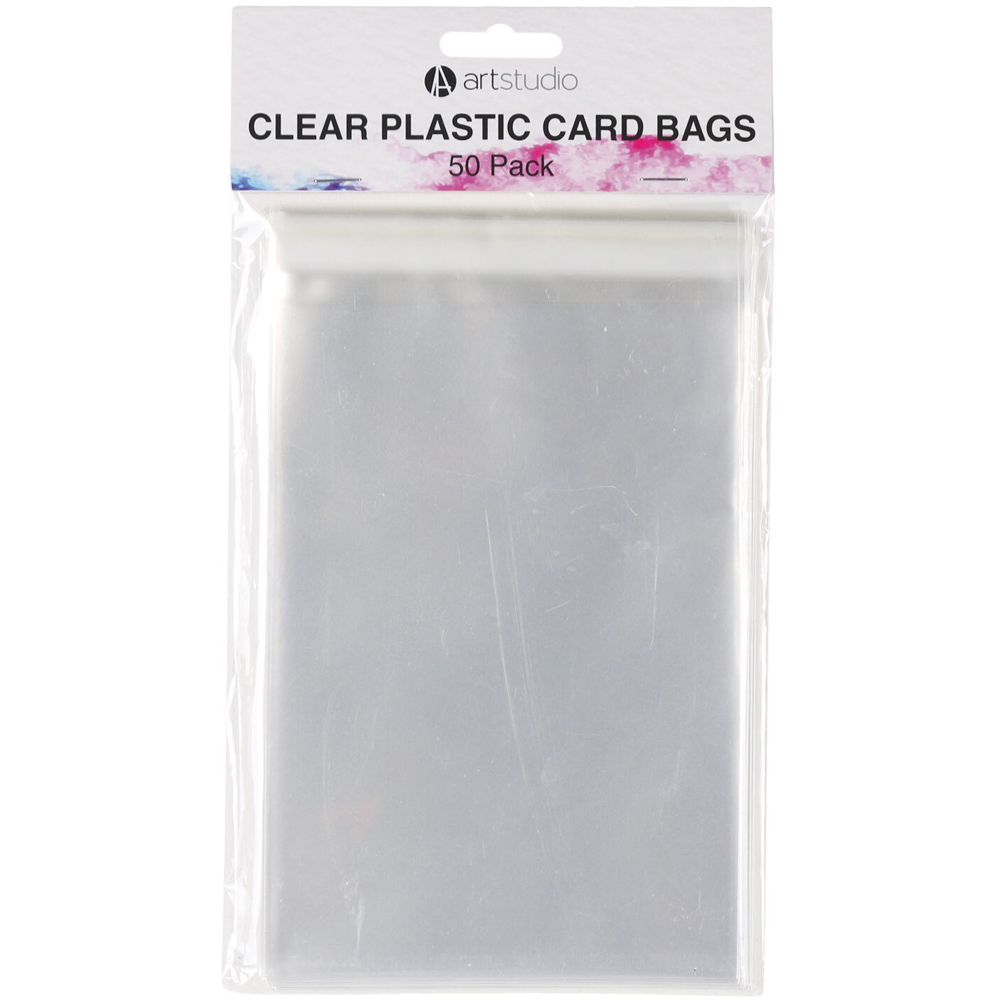 Pack of 50 Art Studio Clear Plastic Card Bags - 17.78x12.7cm Image