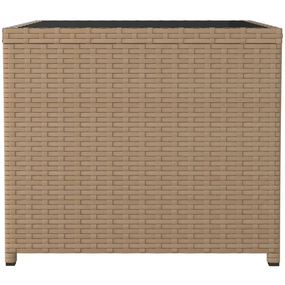 vidaXL Beige Polyrattan and Tempered Glass Tea Table Image 4
