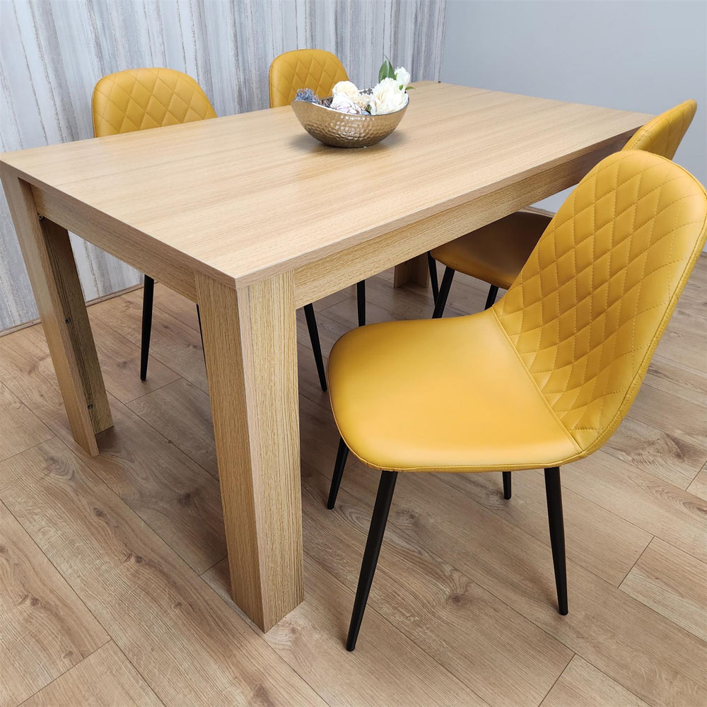 Kosy Koala 4 Seater Dining Table Set Oak Effect and Mustard Image 3