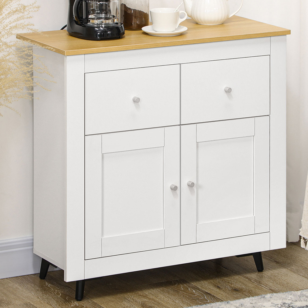 HOMCOM 2 Drawer 2 Door White Sideboard Image 1