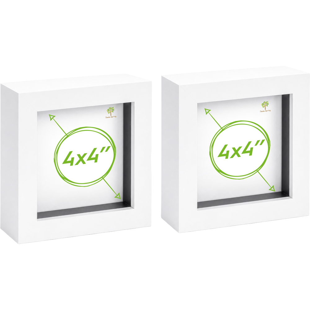 Nicola Spring White 3D Box Photo Frame 4 x 4 inch with Black Mount 2 x 2 inch 2 Pack Image 1