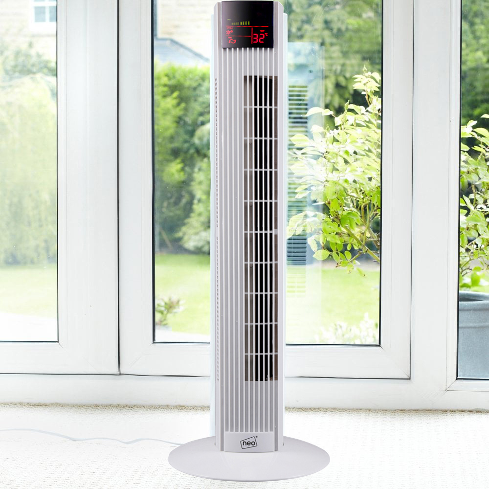Neo White Free Standing Tower Fan with Remote Control 36 inch Image 2