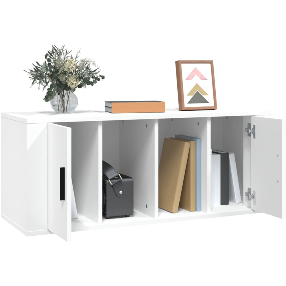 vidaXL 2 Door 2 Shelf White TV Cabinet Image 3